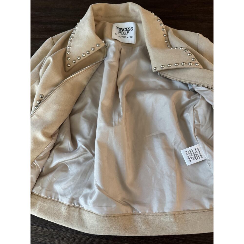 Princess Polly Faux Suede Jacket Womens XS 0 Beige Studded Western Cowgirl - Picture 9 of 9